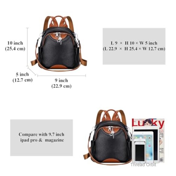 Small Genuine Leather Convertible Backpack Purse Daypack for Women main image 5